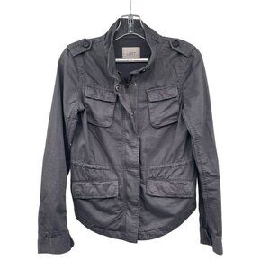 Loft Womens Utility Jacket Collared Long Sleeve Gray Size XXS Zip